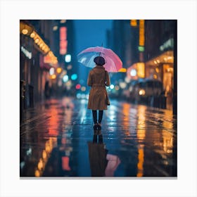 Portrait Of A Woman In The Rain Canvas Print