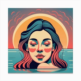 Girl In The Water Canvas Print