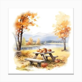 Autumn Picnic Table 3 Canvas Print