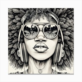 Afro Girl With Headphones 1 Canvas Print