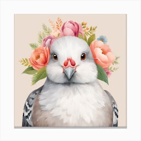 Floral Baby Pigeon Nursery Illustration (13) Canvas Print