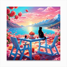 Table With Roses Canvas Print