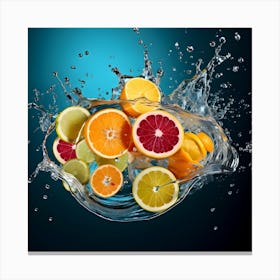 Citrus Fruit Splashing Water 3 Canvas Print