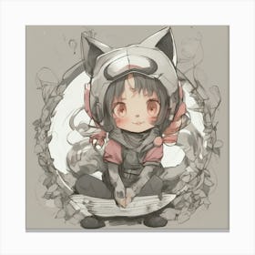 Kawaii cat girl Canvas Print