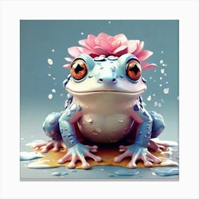 Frog With Flower Canvas Print