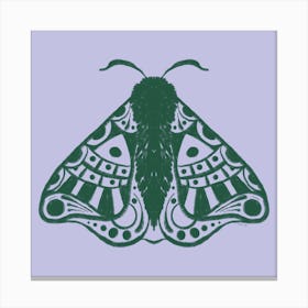 Vintage Moth Green - Lilac Canvas Print