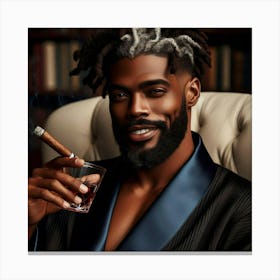 Portrait Of A Man With A Cigar-7 Canvas Print