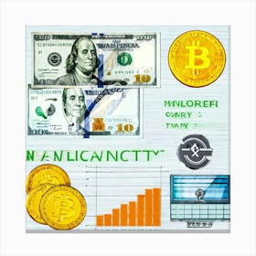 Illustration Of A Financial Logo Featuring A Juxtaposition Of Iconic Currency Symbols Encompassing C Canvas Print