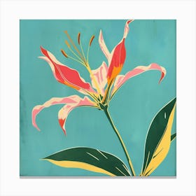 Gloriosa Lily 3 Square Flower Illustration Canvas Print