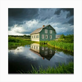 Firefly Reflected Old House Beneath Moody Clouds 8766 (2) Canvas Print