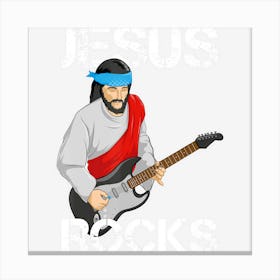 Jesus Rocks On Electric Guitar Funny Christian Canvas Print