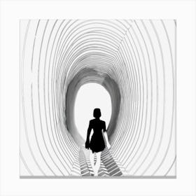 Woman Walking Through A Tunnel Canvas Print