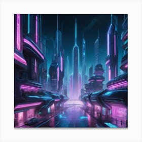 Futuristic City art print 1 Canvas Print