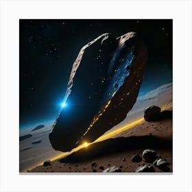 Yellow blue alien artifical asteroid floating in space 11 Canvas Print