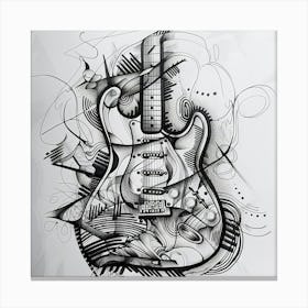 Drawing Of A Guitar Canvas Print