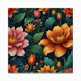 Lotus Flowers Seamless Pattern Canvas Print