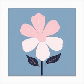 A White And Pink Flower In Minimalist Style Square Composition 322 Canvas Print