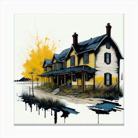 Colored House Ink Painting (93) Canvas Print