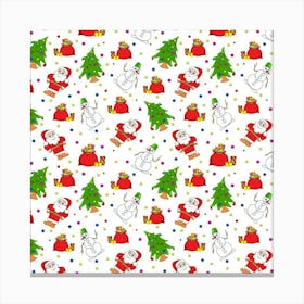 Christmas Pattern Trees Santa Canvas Print