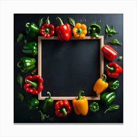 Colorful Peppers Frame 6 Canvas Print