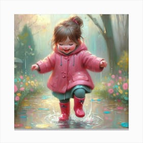 Little Girl In Raincoat Canvas Print