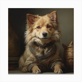 Dog With A Basket Canvas Print