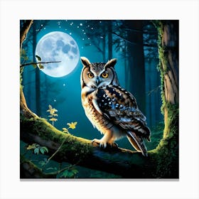 Owl In The Forest 2 Canvas Print