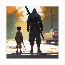 Boy And The Sword Canvas Print