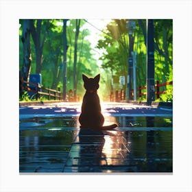 Cat In The Rain Canvas Print