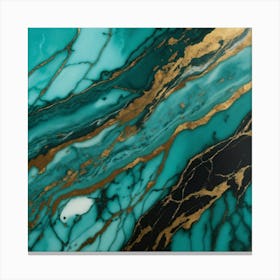 Luxury Abstract Gold And Turquoise Marble 1 Canvas Print