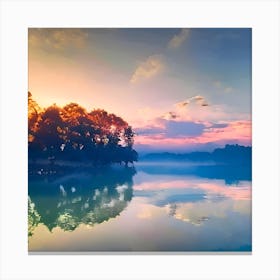 Sunrise Over The Lake Canvas Print