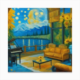 Lake Louise's Aussicht von einem modernen und luxuriösen Wohnzimmerhaus.
Kanada-Landschaft Canvas Print