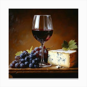 Wine And Cheese Art Canvas Print