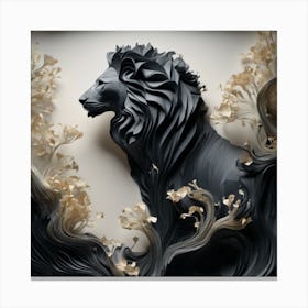 Lion In Water Canvas Print