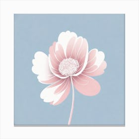 A White And Pink Flower In Minimalist Style Square Composition 119 Canvas Print