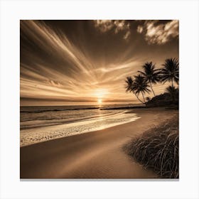 Sunset On The Beach By Mike Scott Canvas Print