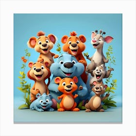 Cartoon Bears Family Canvas Print