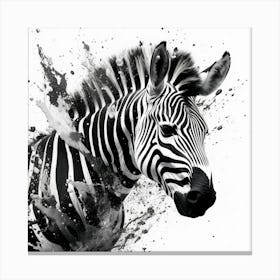 Zebra With Black White Paint Splatters Its Face Generative Ai Canvas Print