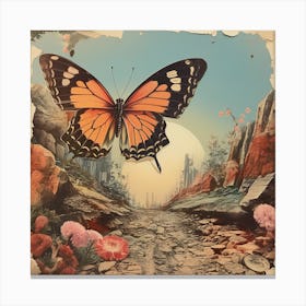 Butterfly In The Desert Vintage Scrapbook 1 Canvas Print