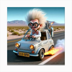 Cartoon Character Driving A Car 4 Canvas Print