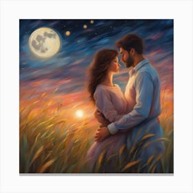 Moonlight In The Field Canvas Print