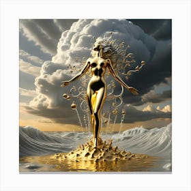 Golden Woman In Water Canvas Print