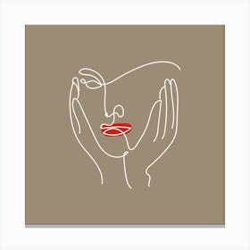 Line Drawing Of A Woman'S Face Boho Bohemian Canvas Print