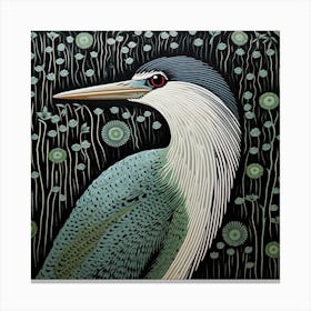 Ohara Koson Inspired Bird Painting Green Heron 1 Square Canvas Print