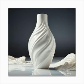 White Heart Shaped Bottle Embracing The Concept Of Love Liquid Milk Cascading Down Its Curves In A Canvas Print