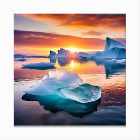 Icebergs At Sunset 38 Canvas Print