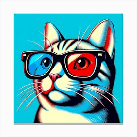 Cat In 3d Glasses Canvas Print