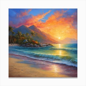 Sunset On The Beach 2 Canvas Print