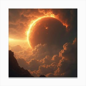 Titan Roaring Beneath A Sky Of Swirling, Fiery Clouds 1 Canvas Print