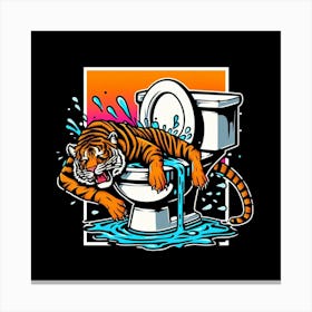 Tiger In The Toilet 5 Canvas Print